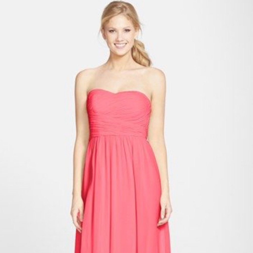 Coral Pink Donna Morgan Stephanie Bridesmaid Dress